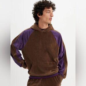 Levi’s Gold Tab Fleece Hoodie Sweatshirt Sample ~ Size M ~ Brown and Purple HTF